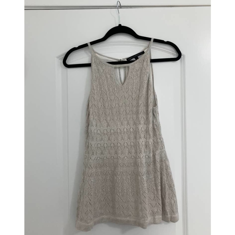 WHITE HOUSE BLACK MARKET Small Sparkly Cream Tank Top Formal Knit